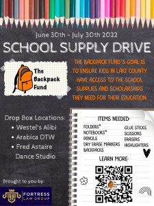 The Bangerter Law Office Launches Backpack Fund Donation Drive for Students